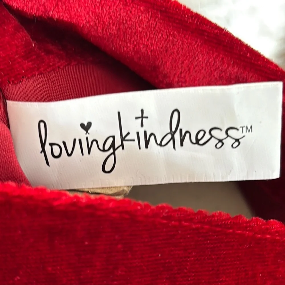 Loving Kindness Pet Stocking Red with Silver Paw Prints and Snowflakes